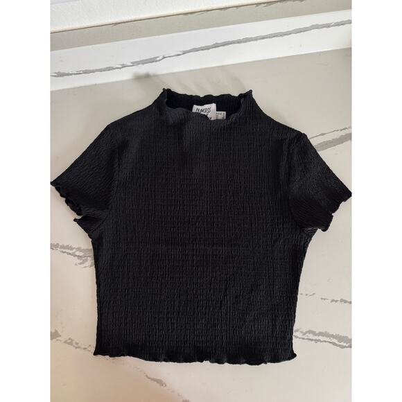 NWT Princess Polly Cropped Stretchy Blouse Black Short Sleeve Size US 4 (S) - Picture 4 of 10